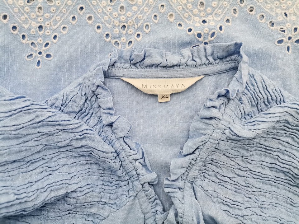 MISS MAYA Rozmiar XL Kolor Niebieski W serek Tunika Bluzka Rękaw 3/4 Materiał Bawełna 100% MISS MAYA Rozmiar XL Kolor Niebieski W serek Tunika Bluzka Rękaw 3/4 Materiał Bawełna 100%
