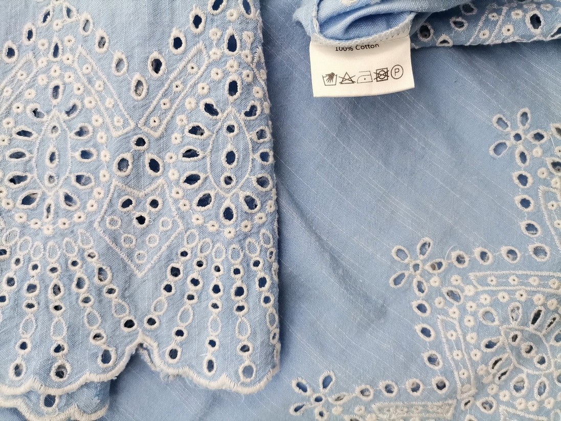 MISS MAYA Rozmiar XL Kolor Niebieski W serek Tunika Bluzka Rękaw 3/4 Materiał Bawełna 100% MISS MAYA Rozmiar XL Kolor Niebieski W serek Tunika Bluzka Rękaw 3/4 Materiał Bawełna 100%