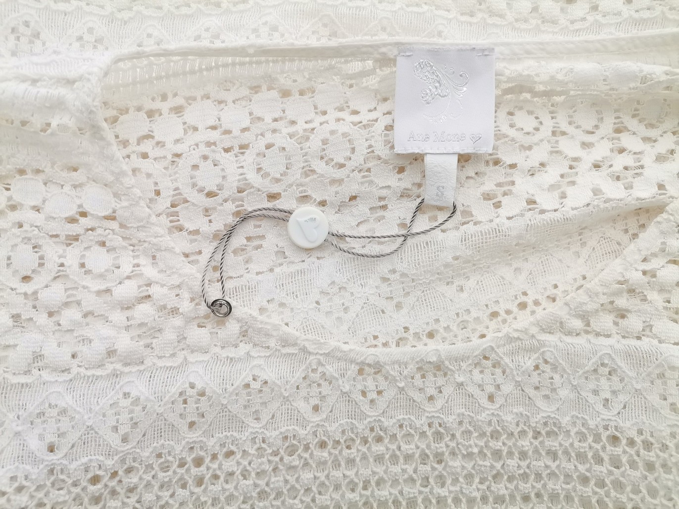ANE MONE Rozmiar S Kolor Kremowy Crew Neck Bluzka Krótki rękaw Materiał Bawełna