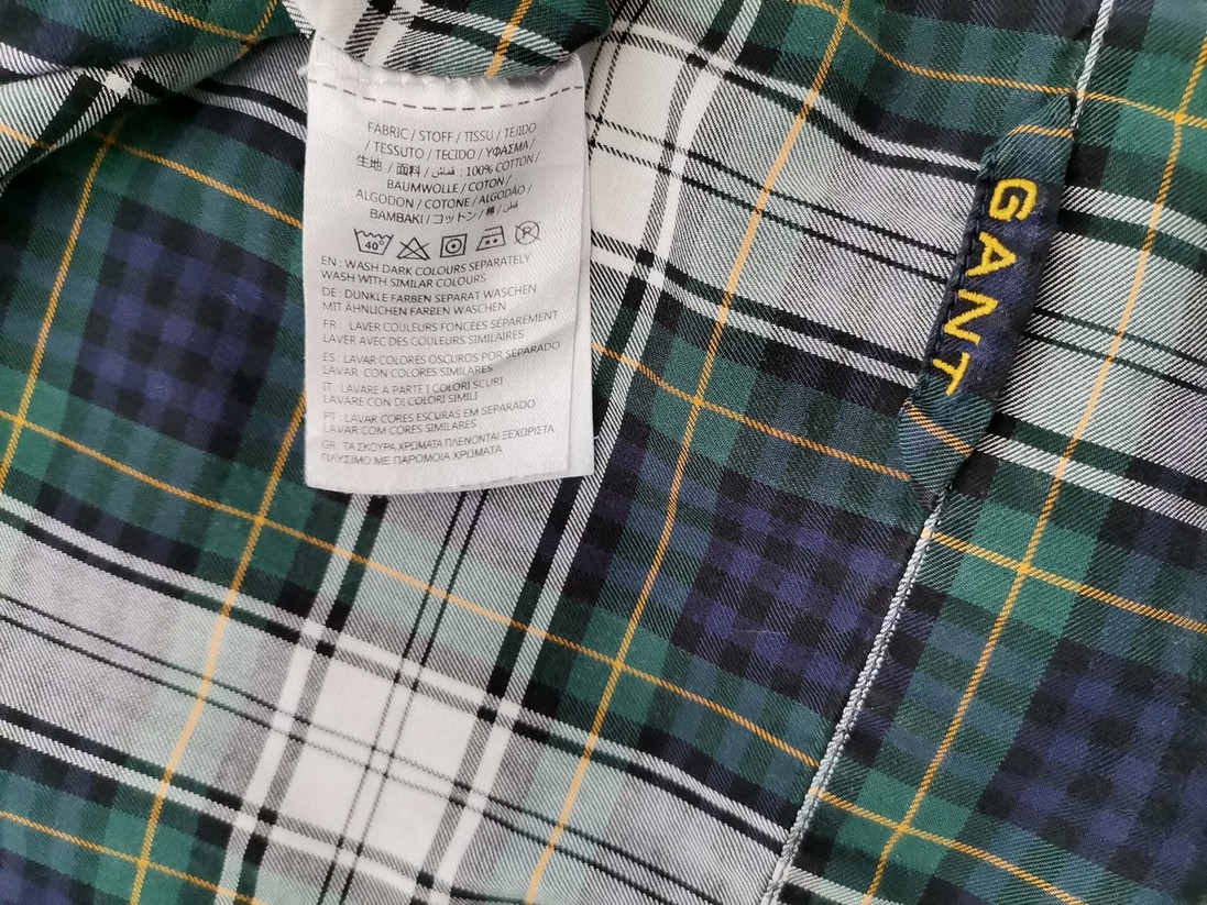 IMG_20221006_120056.jpg Gant Rozmiar M Kolor Zielony Krata Kołnierz Męska Koszula Casual Długi rękaw Materiał Bawełna 100%