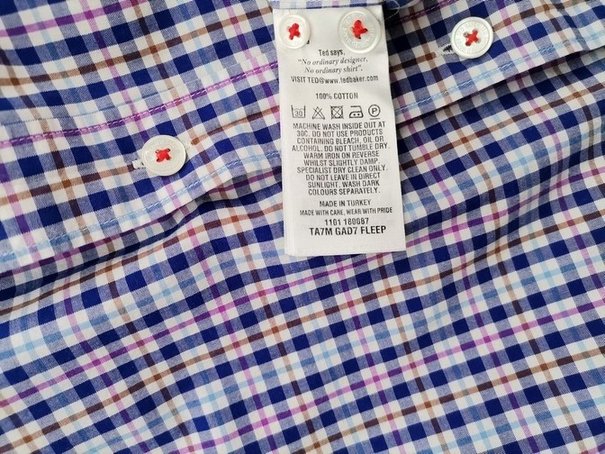 IMG_20221006_121104.jpg Ted Baker Rozmiar 4 (XL) Kolor Niebieski Krata Kołnierz Męska Koszula Casual Długi rękaw Materiał Bawełna 100%
