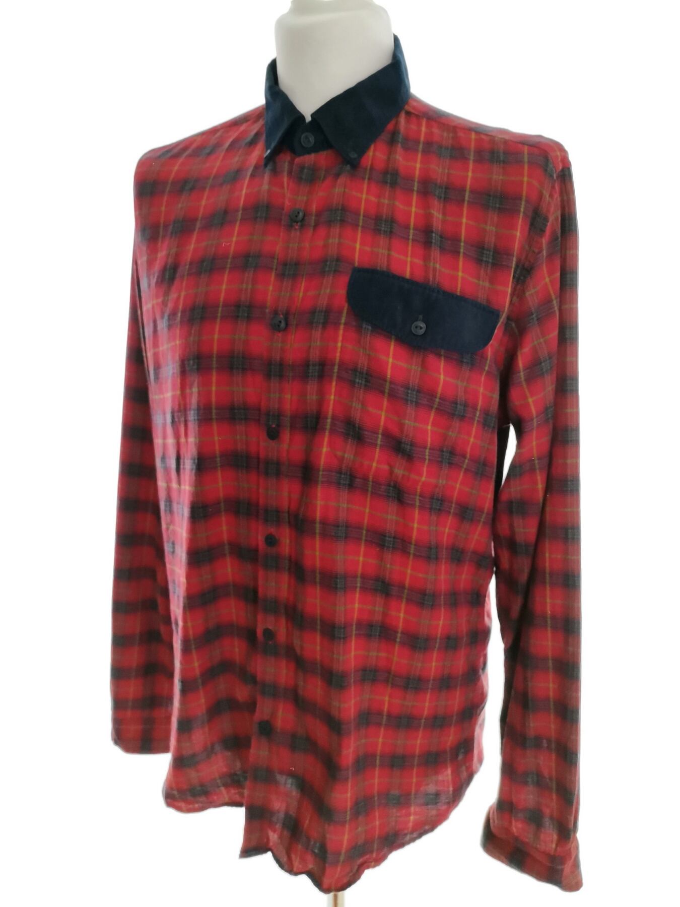 IMG_20221006_121343.jpg BARBOUR Rozmiar L Kolor Czerwony Krata Kołnierz Męska Koszula Casual Długi rękaw Materiał Bawełna 100%
