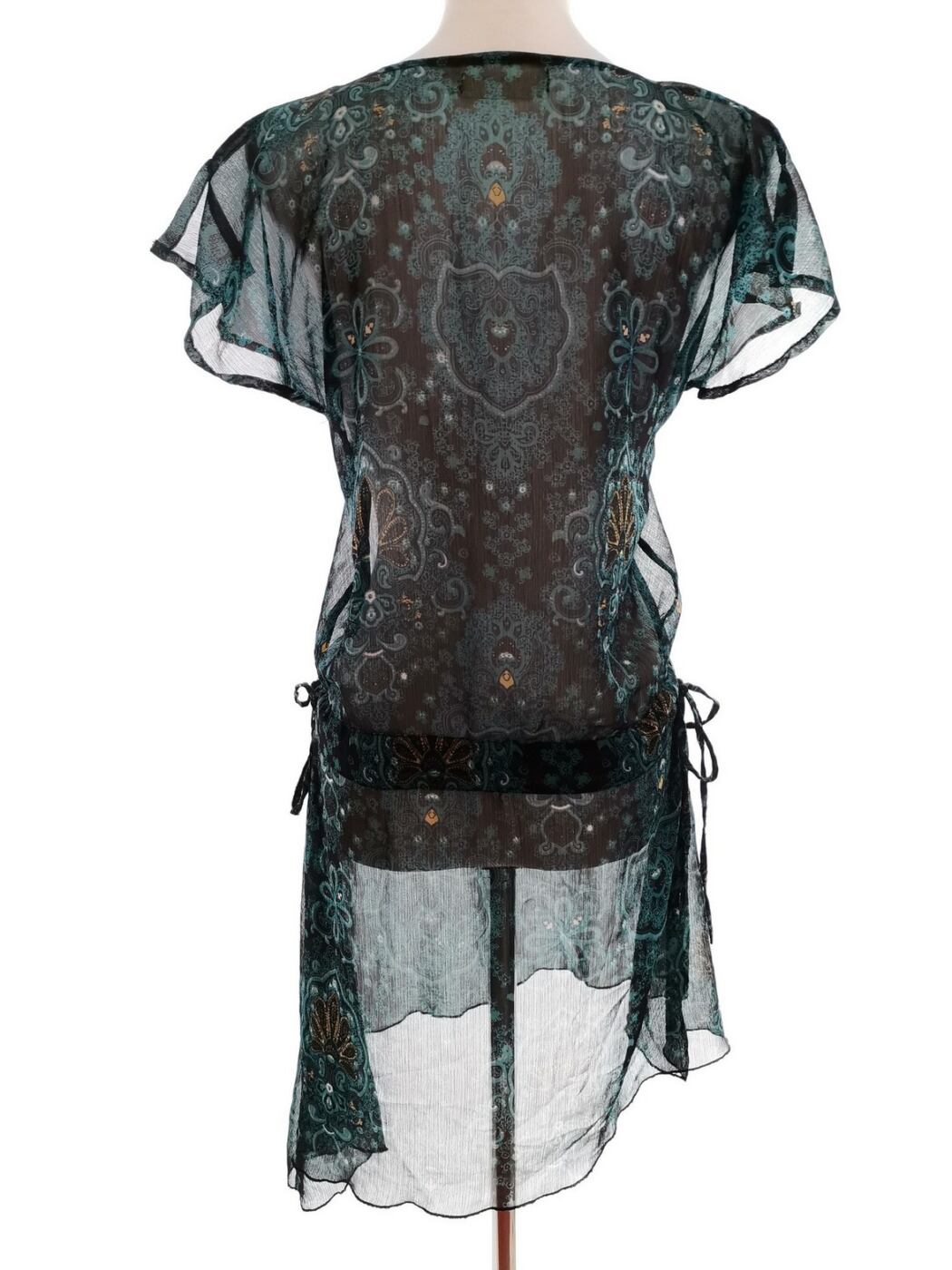 Ichi Rozmiar M Kolor Czarny Damask Paisley Okrągły dekolt Tunika Bluzka Krótki rękaw Ichi Rozmiar M Kolor Czarny Damask Paisley Okrągły dekolt Tunika Bluzka Krótki rękaw