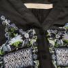Adc Panacher Rozmiar S/M Kolor Czarny Split Crew Neck Bluzka Popover Guziki Rękaw 3/4 Materiał Bawełna