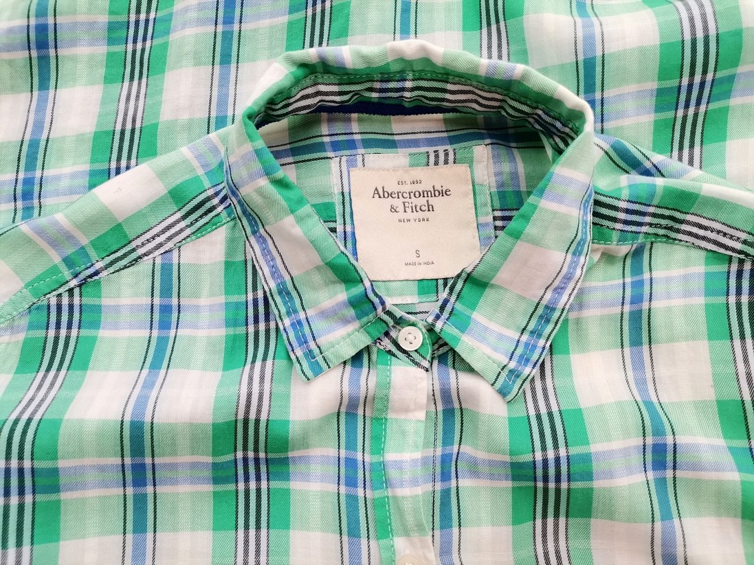 IMG_20221007_120838.jpg ABERCROMBIE & FITCH Rozmiar S Kolor Zielony Krata Kołnierz Koszula Zapinana Bluzka Długi rękaw Materiał Bawełna
