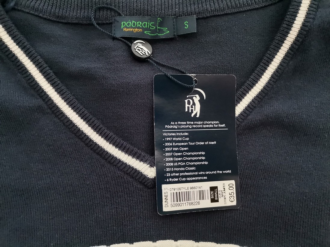 IMG_20221010_122612.jpg Padraig HARRINGTON by Dunnes Stores Rozmiar S Kolor Granatowy Pasy Męski Sweter Długi rękaw Materiał Bawełna
