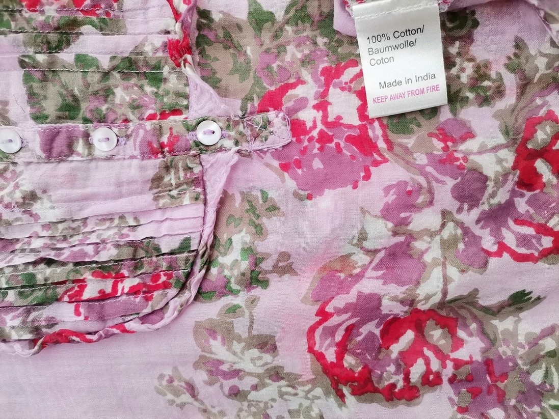 Kushi Rozmiar 14 (42) Kolor Lawendowy Crew Neck Bluzka Popover Guziki Bezrękawnik Materiał Bawełna 100%