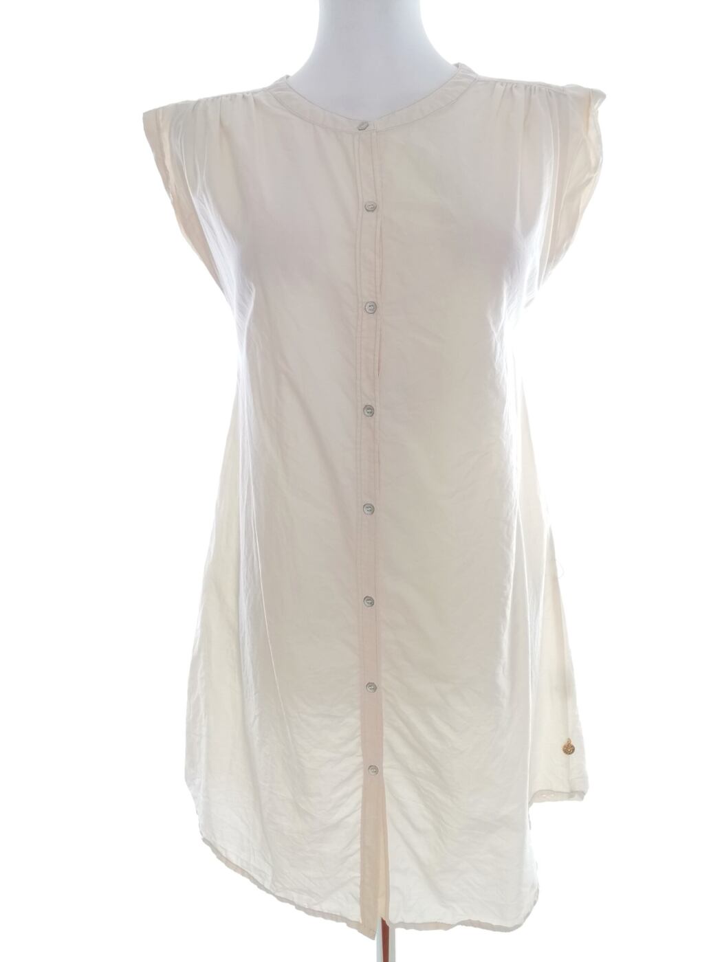 Maison scotch Rozmiar 38/40 Kolor Kremowy Okrągły dekolt Tunika Zapinana Bluzka Krótki rękaw Materiał Bawełna