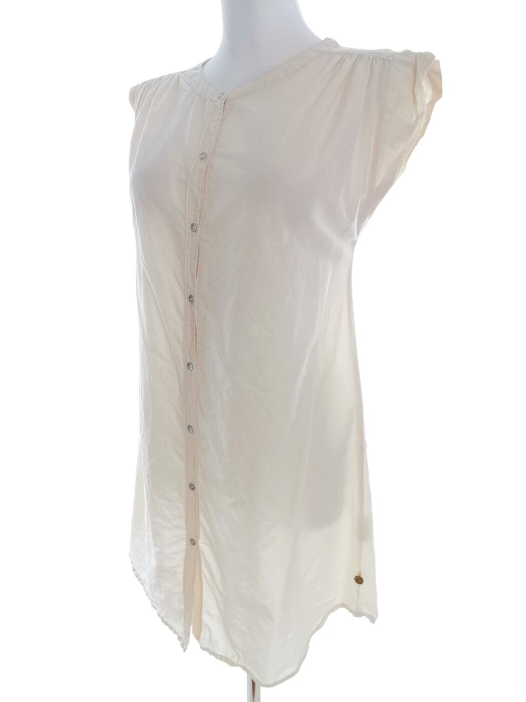 Maison scotch Rozmiar 38/40 Kolor Kremowy Okrągły dekolt Tunika Zapinana Bluzka Krótki rękaw Materiał Bawełna Maison scotch Rozmiar 38/40 Kolor Kremowy Okrągły dekolt Tunika Zapinana Bluzka Krótki rękaw Materiał Bawełna