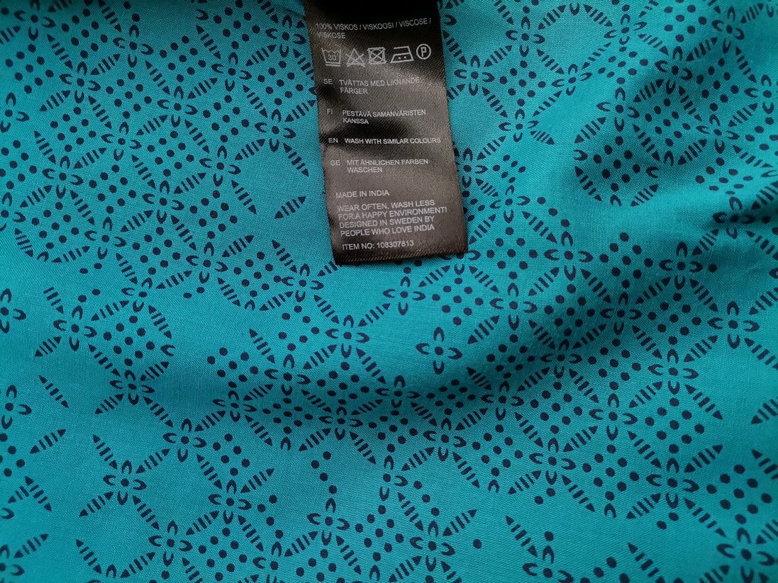 Indiska Rozmiar XS Kolor Niebieski Keyhole Crew Neck Bluzka Krótki rękaw Materiał Wiskoza 100%
