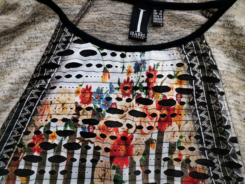 Izabel London Rozmiar 12 (40) Kolor Szary Okrągły dekolt Tunika Bluzka Długi rękaw Materiał Wiskoza Izabel London Rozmiar 12 (40) Kolor Szary Okrągły dekolt Tunika Bluzka Długi rękaw Materiał Wiskoza