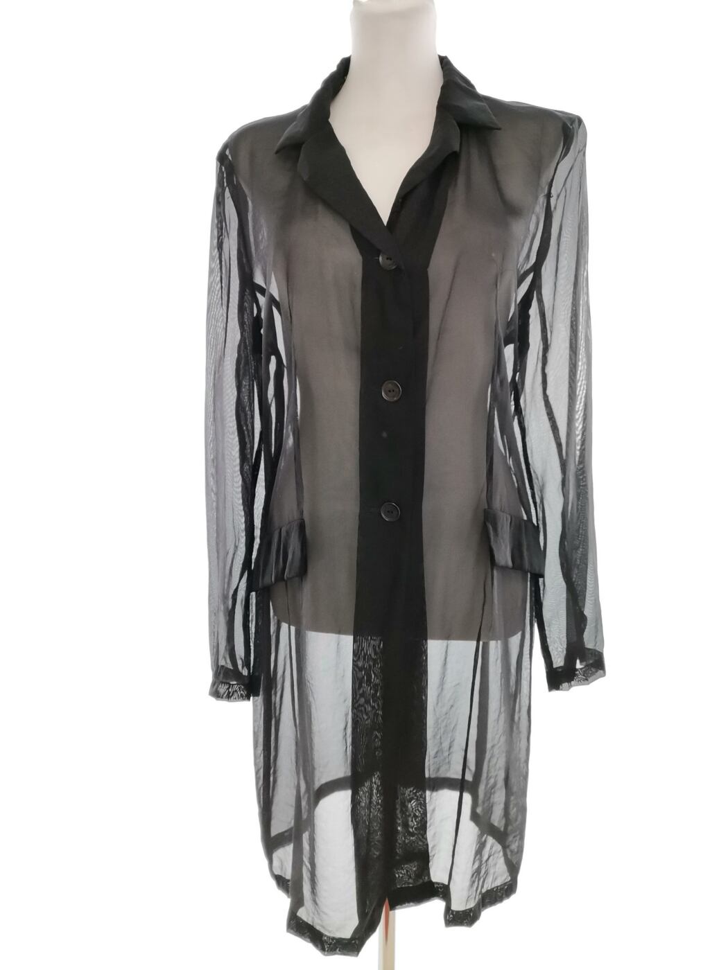 BLACKY DRESS Rozmiar 42/44 Kolor Czarny Kołnierz Tunika Zapinana Bluzka Długi rękaw