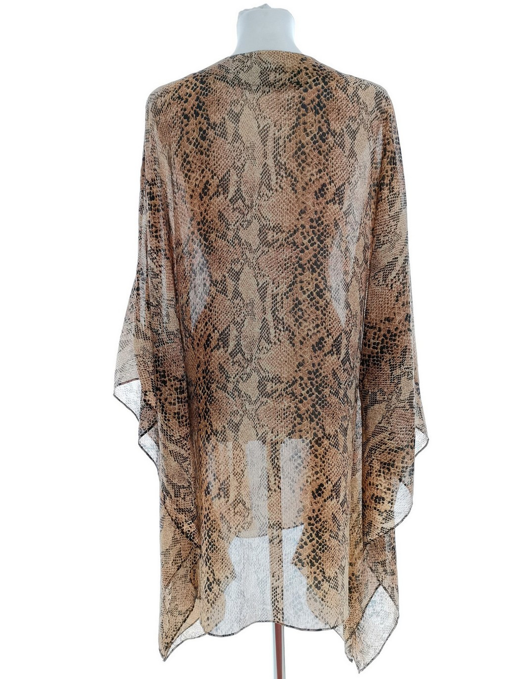 Vintage Kolor Brązowy Panterka W serek Tunika Bluzka Rękaw 3/4 Vintage Kolor Brązowy Panterka W serek Tunika Bluzka Rękaw 3/4