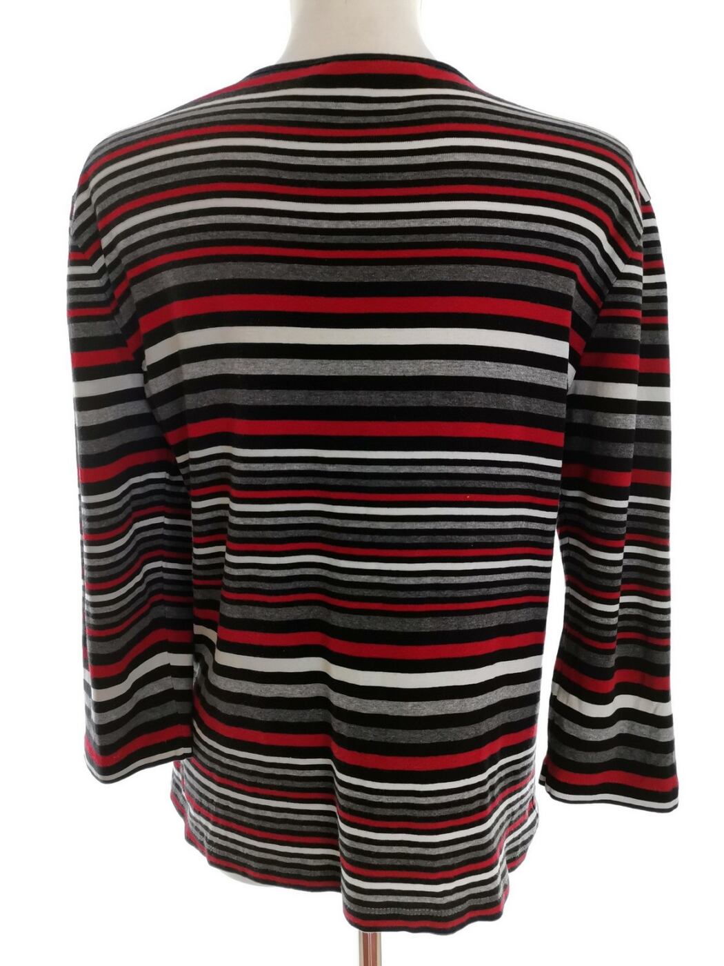 IMG_20221017_121441.jpg BETTY BARCLAY Rozmiar 42 Kolor Szary Pasy Split Crew Neck Bluzka Rękaw 3/4 Materiał Bawełna 100%