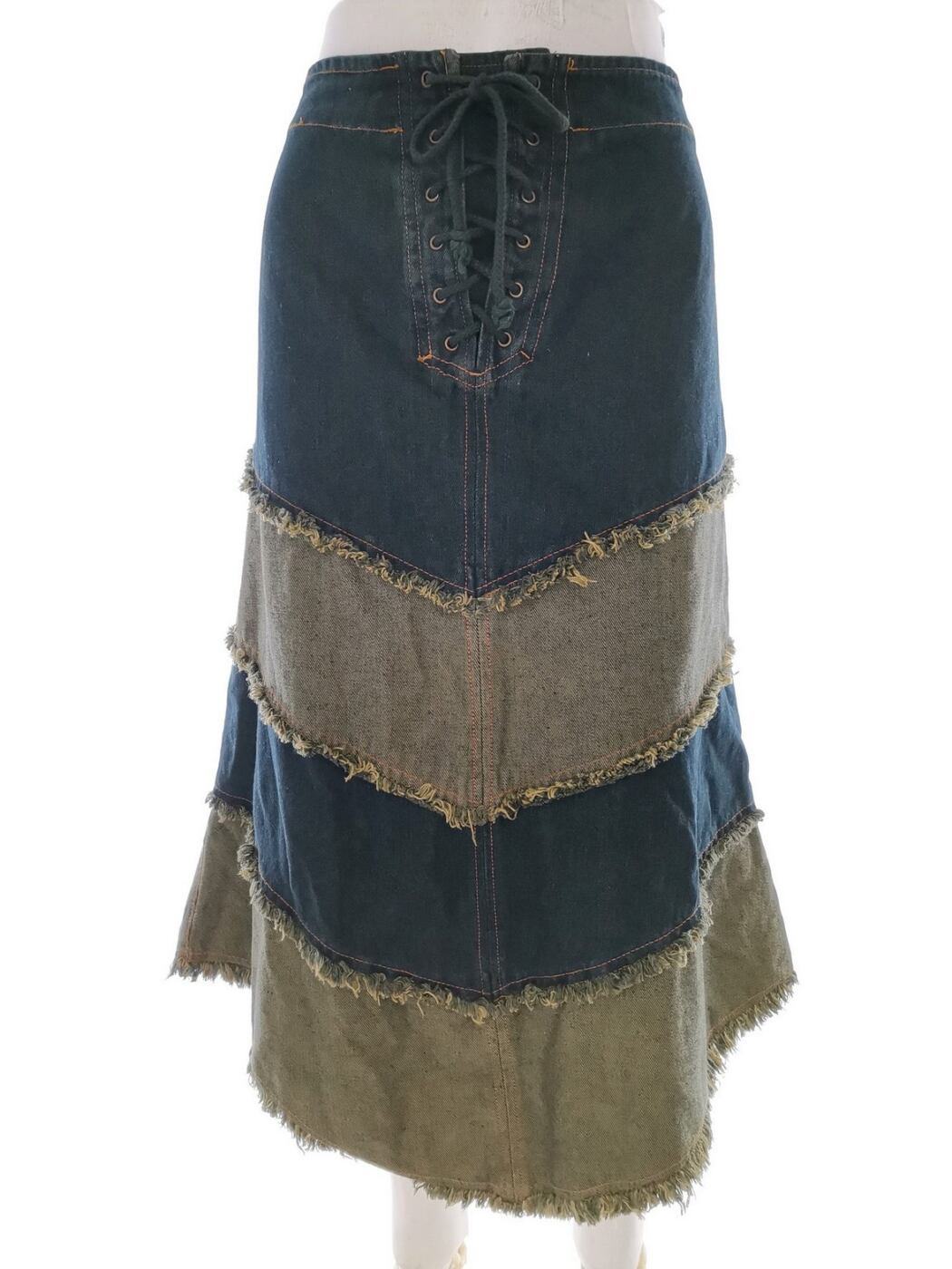 Vintage Rozmiar XXL Kolor Niebieski A-Line Spódnica Midi Materiał Bawełna 100%
