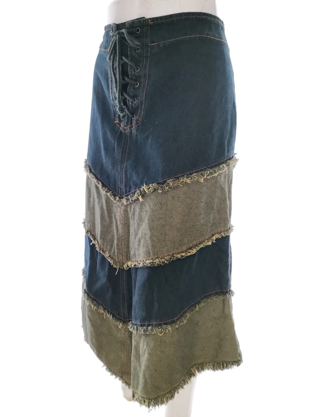 Vintage Rozmiar XXL Kolor Niebieski A-Line Spódnica Midi Materiał Bawełna 100%