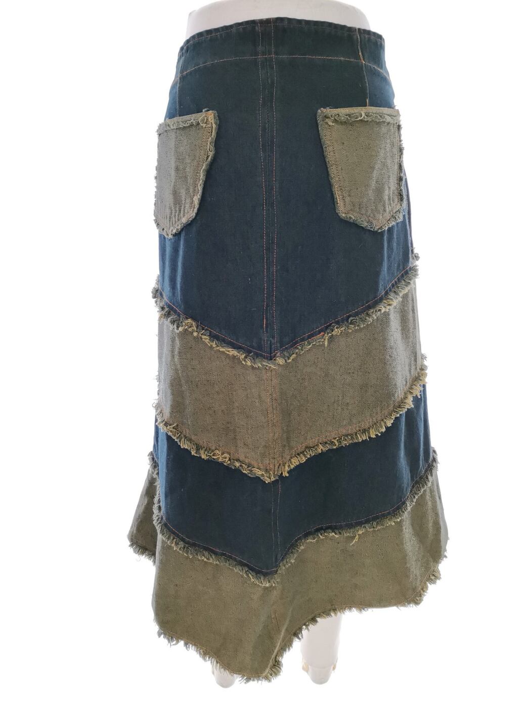 Vintage Rozmiar XXL Kolor Niebieski A-Line Spódnica Midi Materiał Bawełna 100%