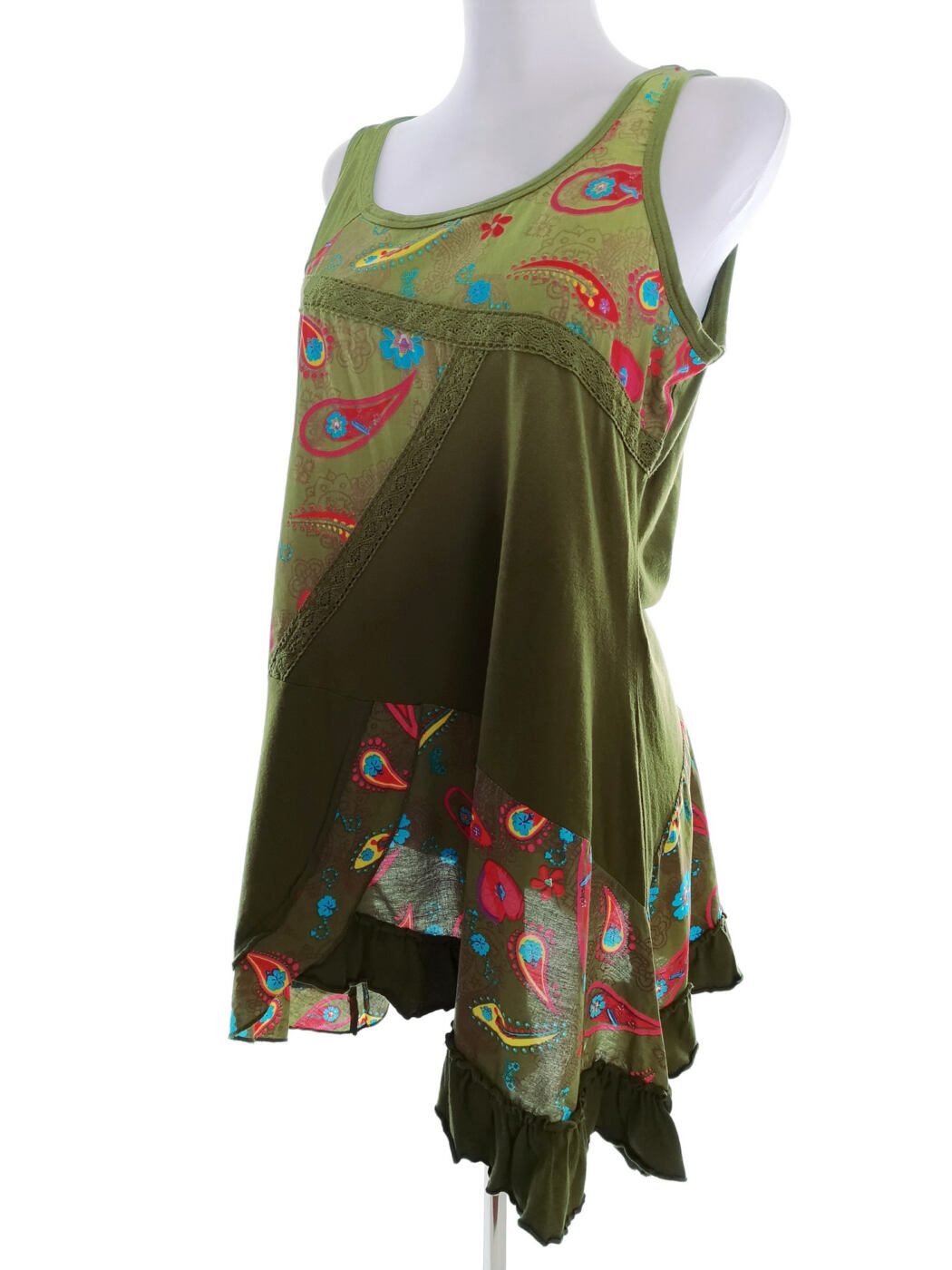 Joe Browns Rozmiar 12 (40) Kolor Zielony Paisley Okrągły dekolt Tunika Bluzka Bezrękawnik Materiał Bawełna 100% Joe Browns Rozmiar 12 (40) Kolor Zielony Paisley Okrągły dekolt Tunika Bluzka Bezrękawnik Materiał Bawełna 100%
