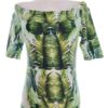 River island Rozmiar 12 (38) Kolor Zielony Roślinny Liście W łódkę Bluzka Krótki rękaw Materiał Bawełna
