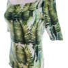River island Rozmiar 12 (38) Kolor Zielony Roślinny Liście W łódkę Bluzka Krótki rękaw Materiał Bawełna