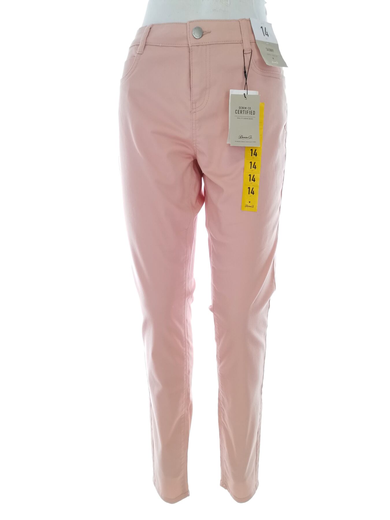 Denim Co. Rozmiar 14 (42) Kolor Różowy Spodnie Casual Materiał Bawełna