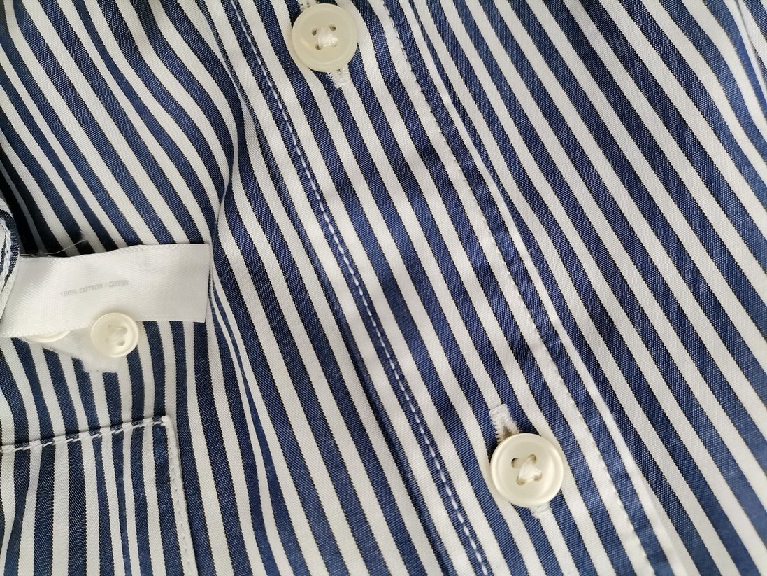 IMG_20221020_113417.jpg Gap Rozmiar XL Kolor Niebieski Pasy Kołnierz Męska Koszula Casual Długi rękaw Materiał Bawełna 100%