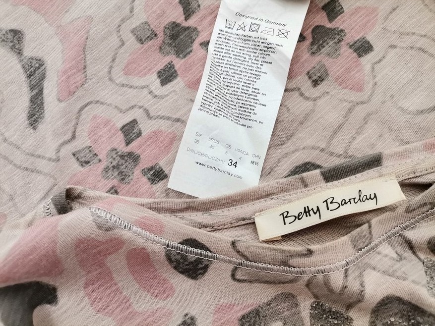 BETTY BARCLAY Rozmiar 34 Kolor Beżowy Okrągły dekolt Bluzka Rękaw 3/4 Materiał Bawełna