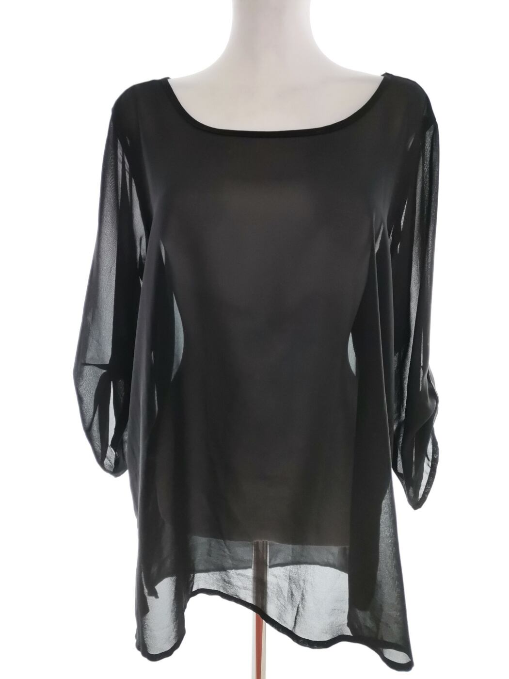 Vero moda Rozmiar XL Kolor Czarny Okrągły dekolt Tunika Bluzka Rękaw 3/4