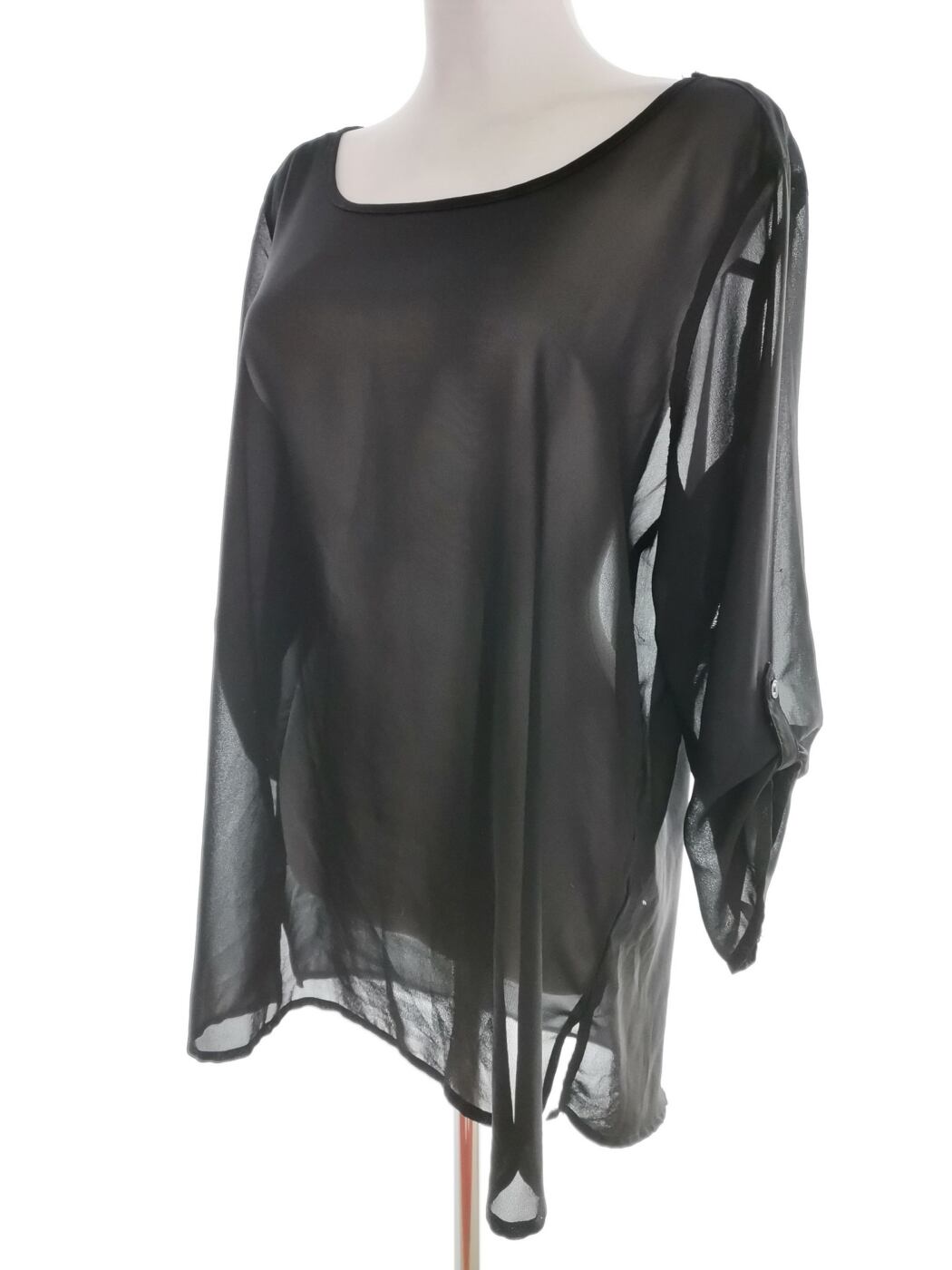 Vero moda Rozmiar XL Kolor Czarny Okrągły dekolt Tunika Bluzka Rękaw 3/4 Vero moda Rozmiar XL Kolor Czarny Okrągły dekolt Tunika Bluzka Rękaw 3/4