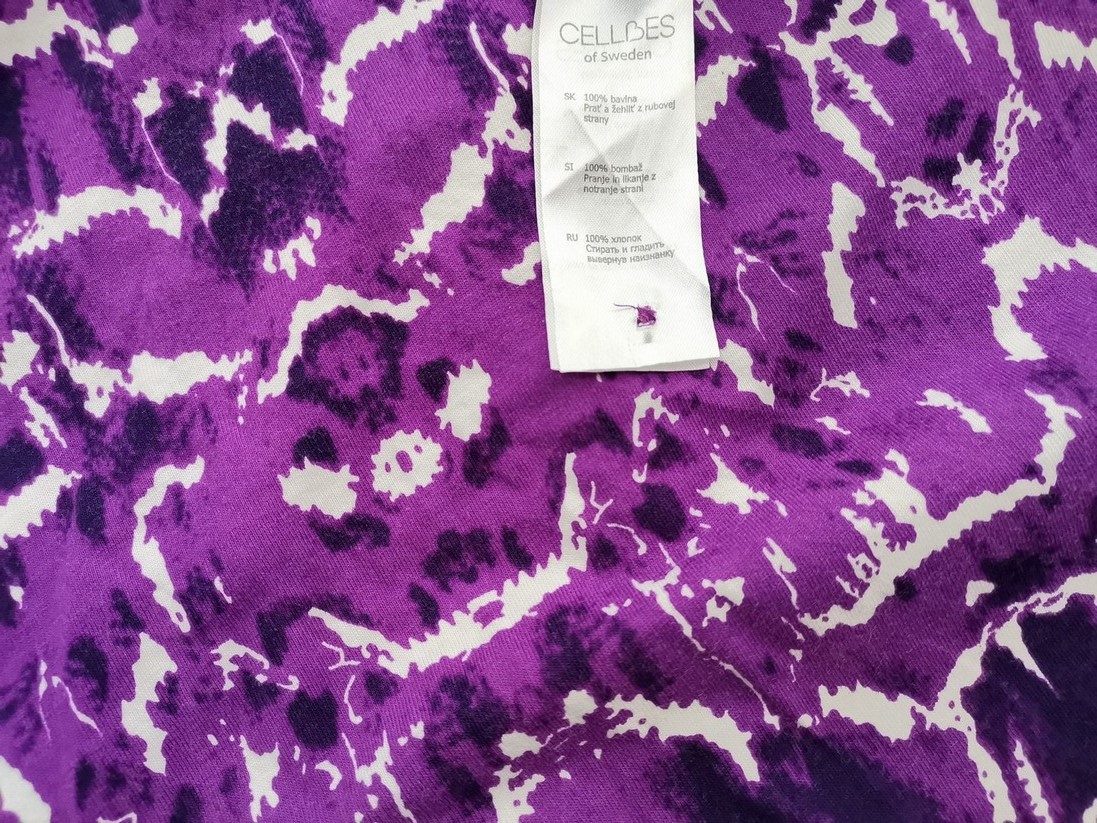CELLBES Rozmiar 50/52 Kolor Fioletowy Abstrakcja Split Crew Neck Tunika Bluzka Długi rękaw Materiał Wiskoza 100% CELLBES Rozmiar 50/52 Kolor Fioletowy Abstrakcja Split Crew Neck Tunika Bluzka Długi rękaw Materiał Wiskoza 100%
