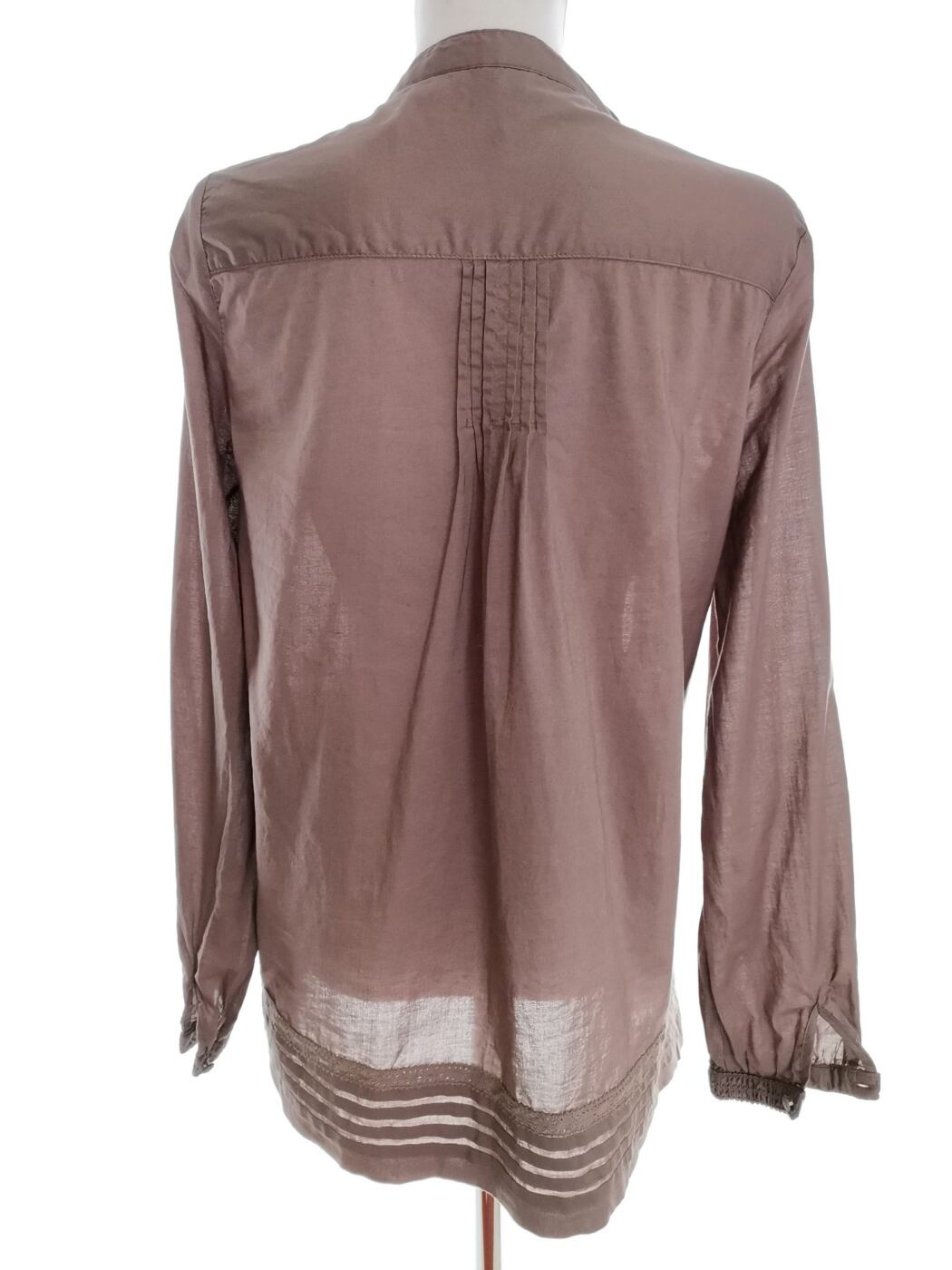 VA VITE Rozmiar 36 Kolor Brązowy Split Crew Neck Tunika Popover Bluzka Długi rękaw Materiał Bawełna 100%
