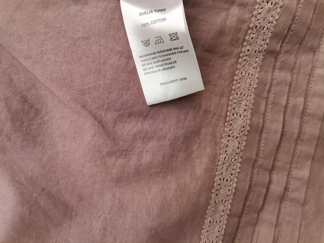 VA VITE Rozmiar 36 Kolor Brązowy Split Crew Neck Tunika Popover Bluzka Długi rękaw Materiał Bawełna 100%