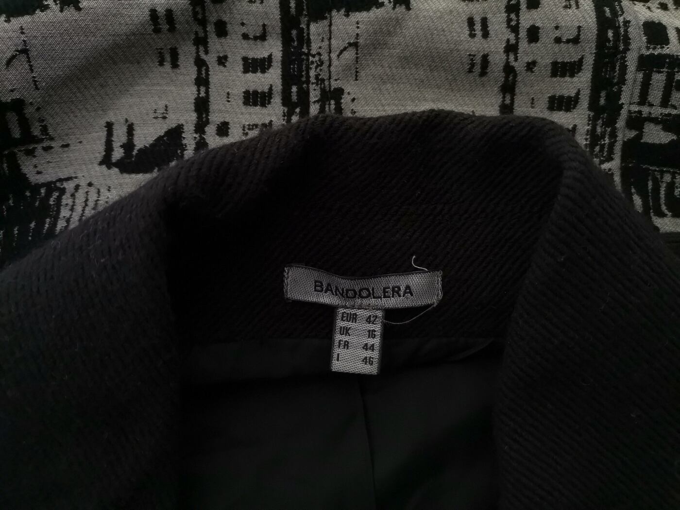 BANDOLERA Rozmiar 42 Kolor Czarny Płaszcz Długi rękaw Materiał Akryl