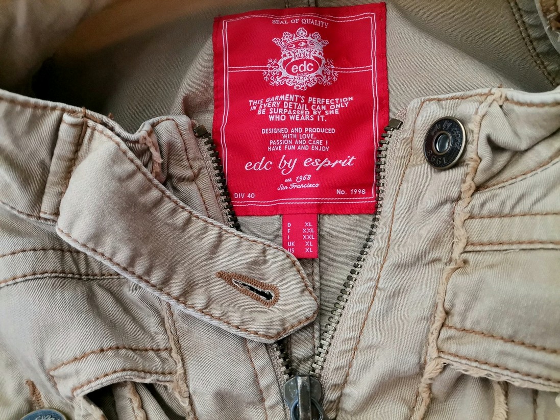 IMG_20221026_105237.jpg EDC Rozmiar XL Kolor Brązowy Kurtka Długi rękaw Materiał Bawełna