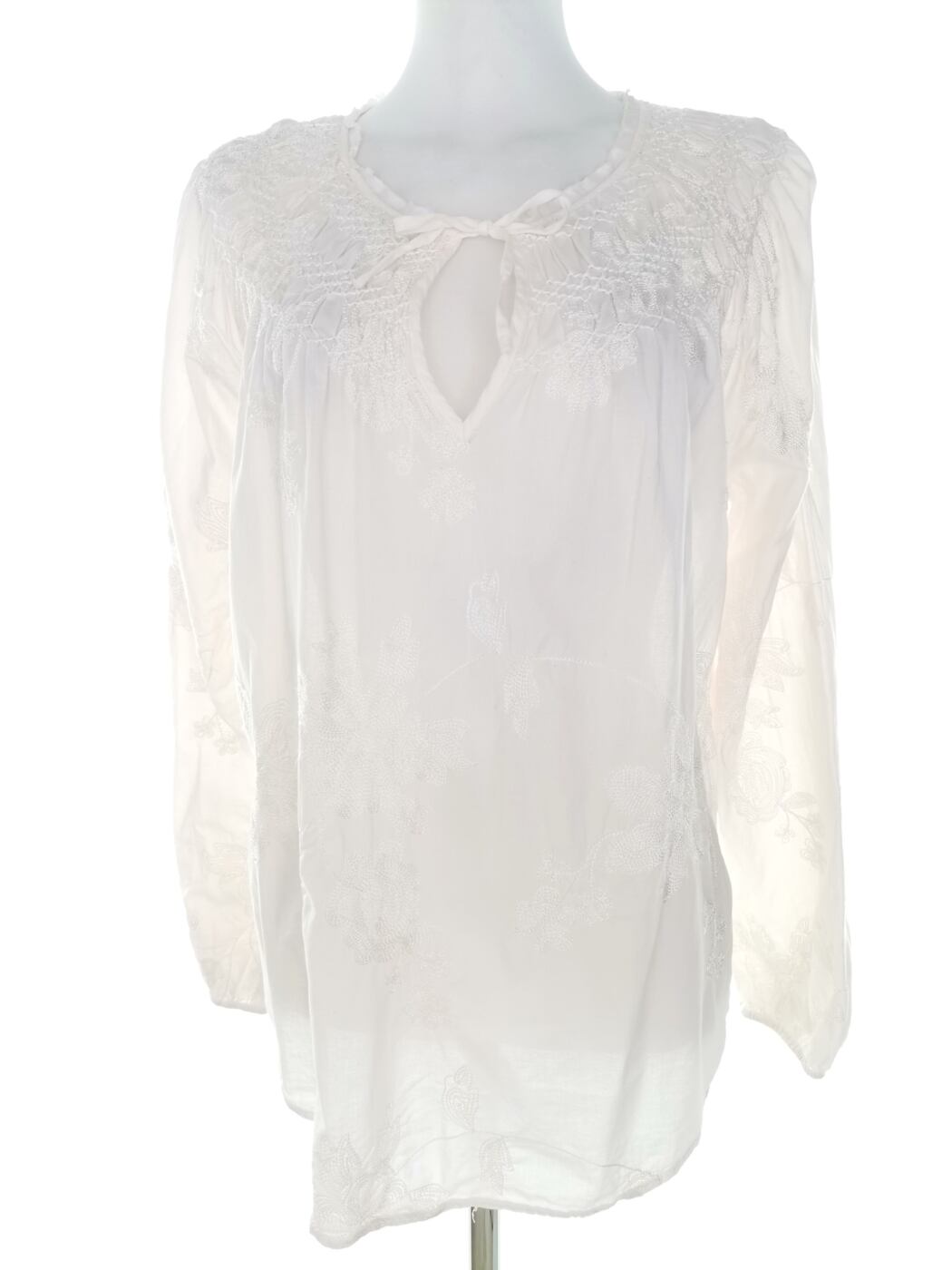 DEA KUDIBAL Rozmiar XL Kolor Kremowy Keyhole Crew Neck Bluzka Długi rękaw Materiał Bawełna 100%