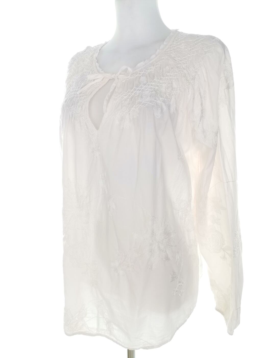 DEA KUDIBAL Rozmiar XL Kolor Kremowy Keyhole Crew Neck Bluzka Długi rękaw Materiał Bawełna 100%