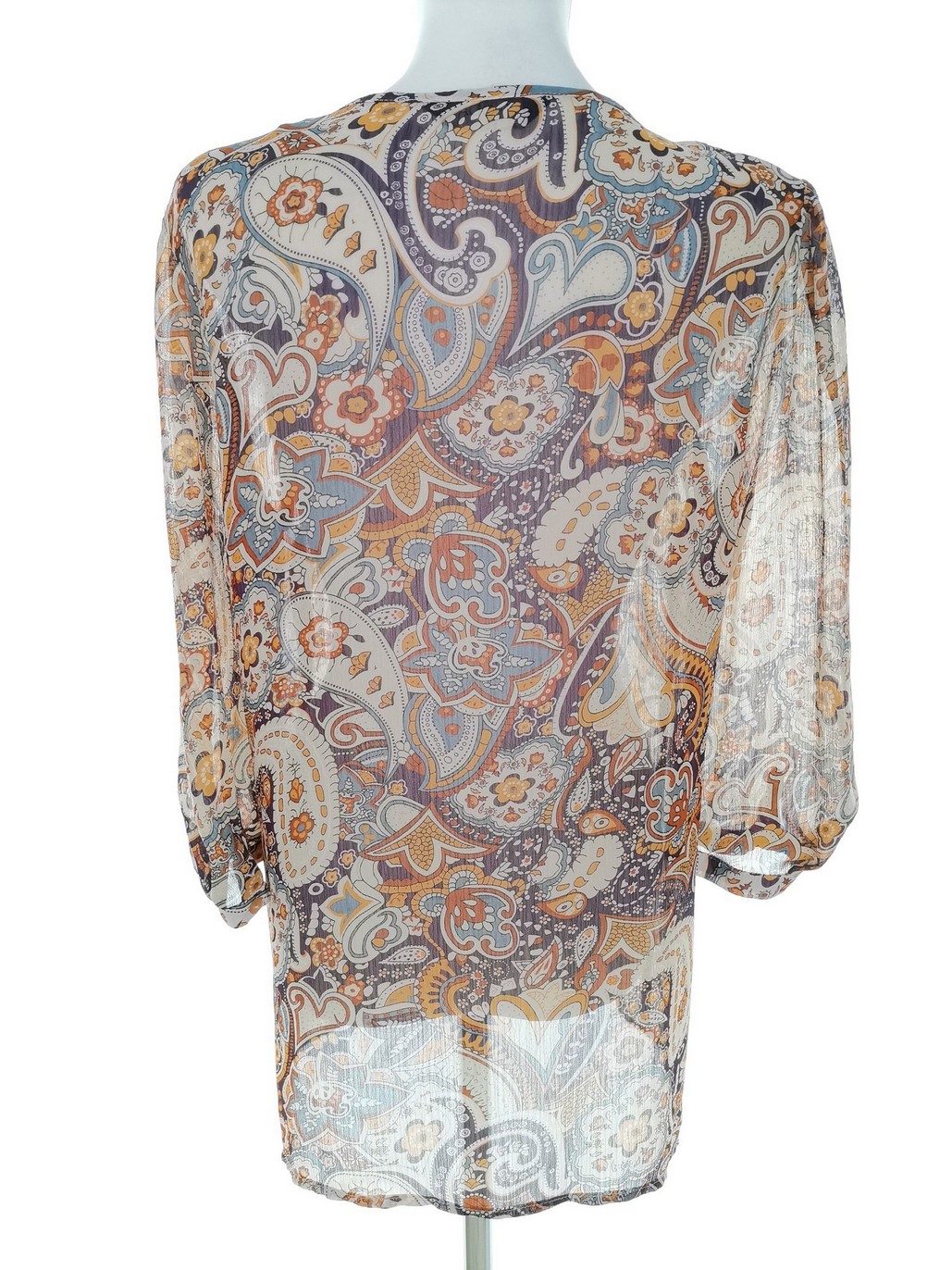 Moda at George Rozmiar 14 (42) Kolor Beżowy Paisley W serek Tunika Zapinana Bluzka Rękaw 3/4 Moda at George Rozmiar 14 (42) Kolor Beżowy Paisley W serek Tunika Zapinana Bluzka Rękaw 3/4