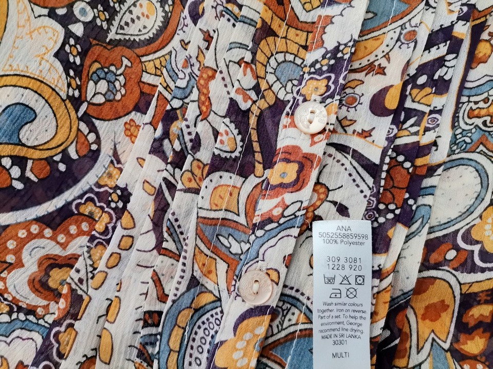 Moda at George Rozmiar 14 (42) Kolor Beżowy Paisley W serek Tunika Zapinana Bluzka Rękaw 3/4 Moda at George Rozmiar 14 (42) Kolor Beżowy Paisley W serek Tunika Zapinana Bluzka Rękaw 3/4