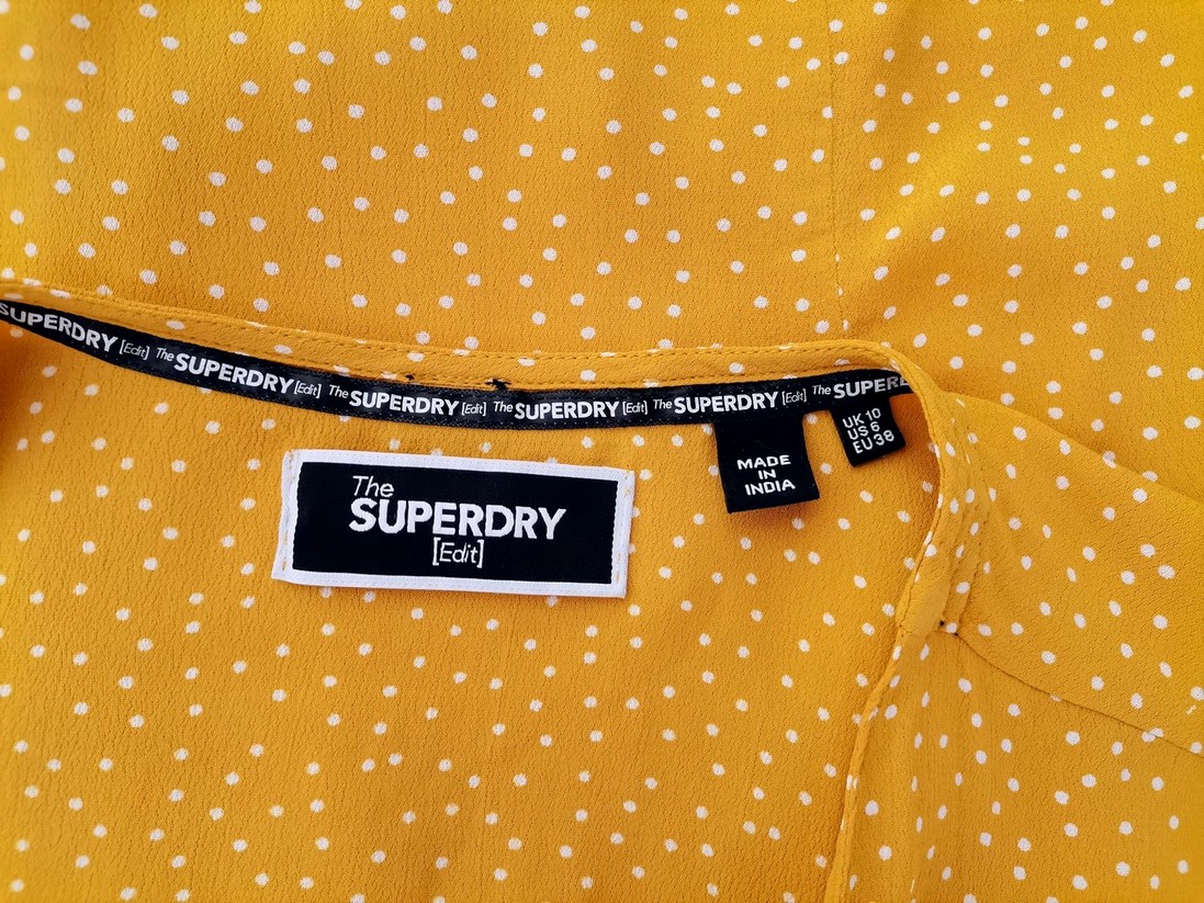 Superdry Rozmiar 10 (38) Kolor Żółty Grochy W serek Bluzka Zapinana Krótki rękaw Materiał Wiskoza 100%