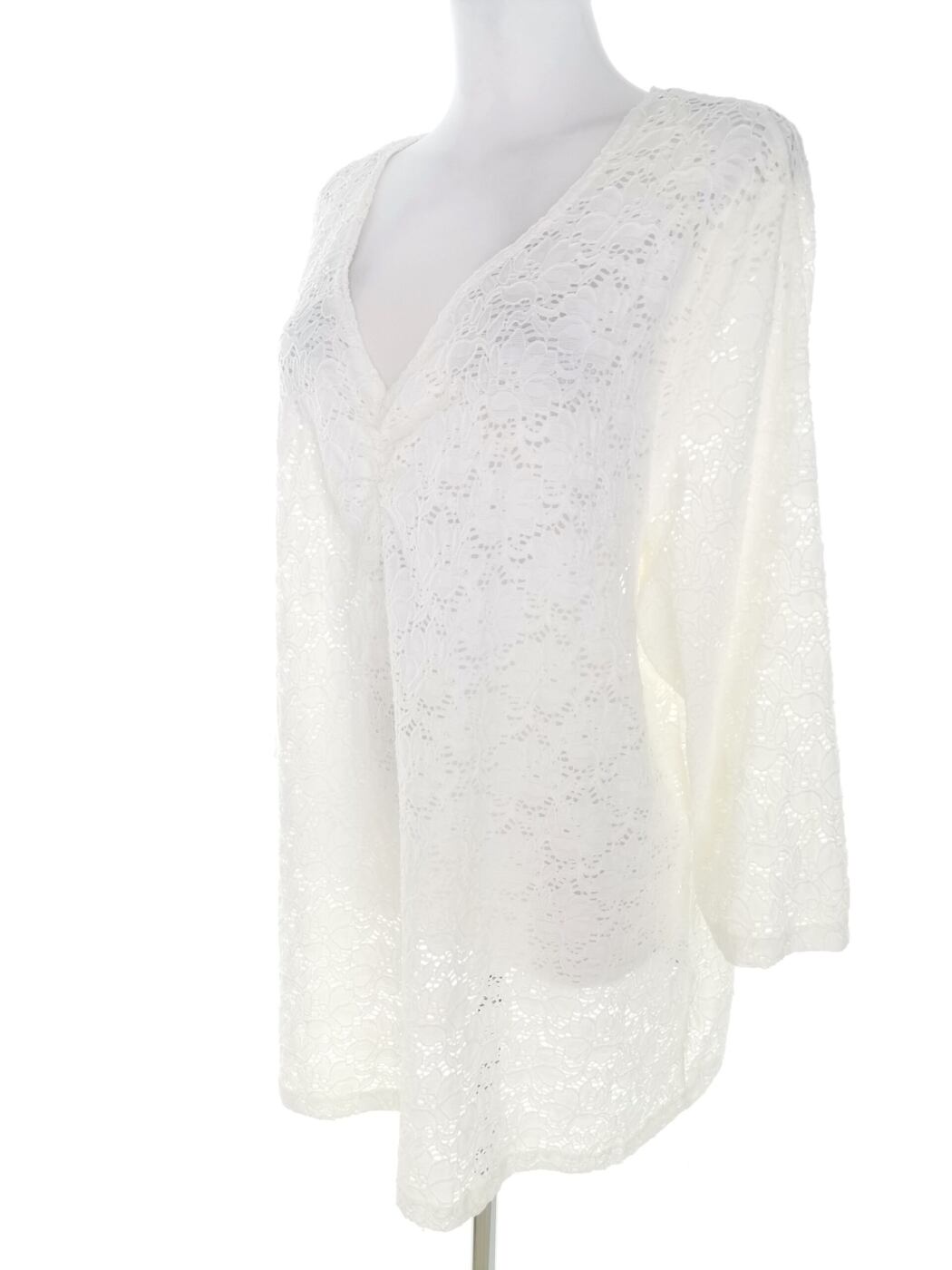 Generous by lindex Rozmiar 2XL Kolor Kremowy W serek Tunika Bluzka Rękaw 3/4 Generous by lindex Rozmiar 2XL Kolor Kremowy W serek Tunika Bluzka Rękaw 3/4
