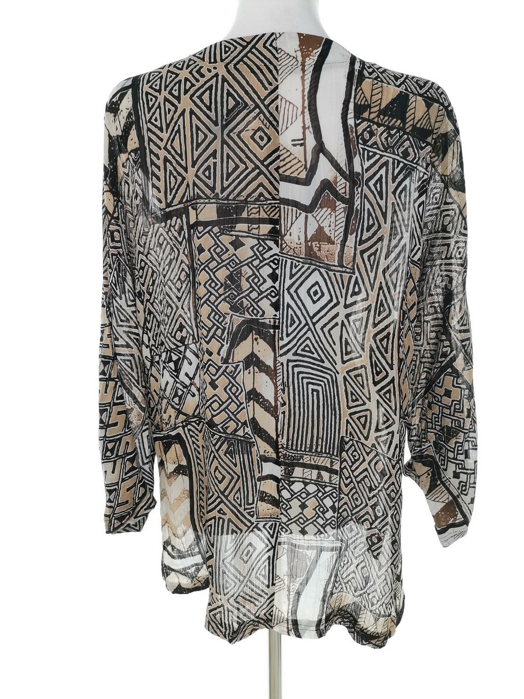 More Rozmiar 38 Kolor Beżowy Split Crew Neck Bluzka Rękaw 3/4 Materiał Wiskoza 100%