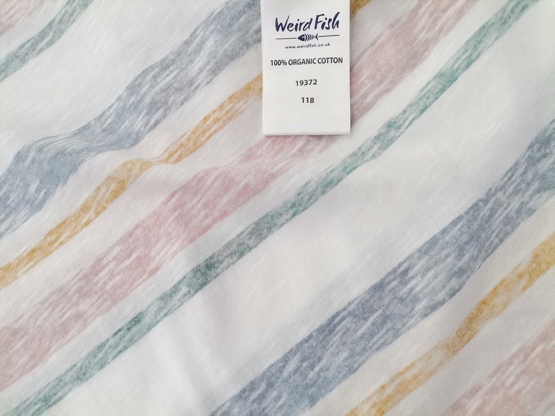 Weird Fish Rozmiar 16 (44) Kolor Biały Pasy Okrągły dekolt Tunika Bluzka Krótki rękaw Materiał Organiczna Bawełna 100% Weird Fish Rozmiar 16 (44) Kolor Biały Pasy Okrągły dekolt Tunika Bluzka Krótki rękaw Materiał Organiczna Bawełna 100%