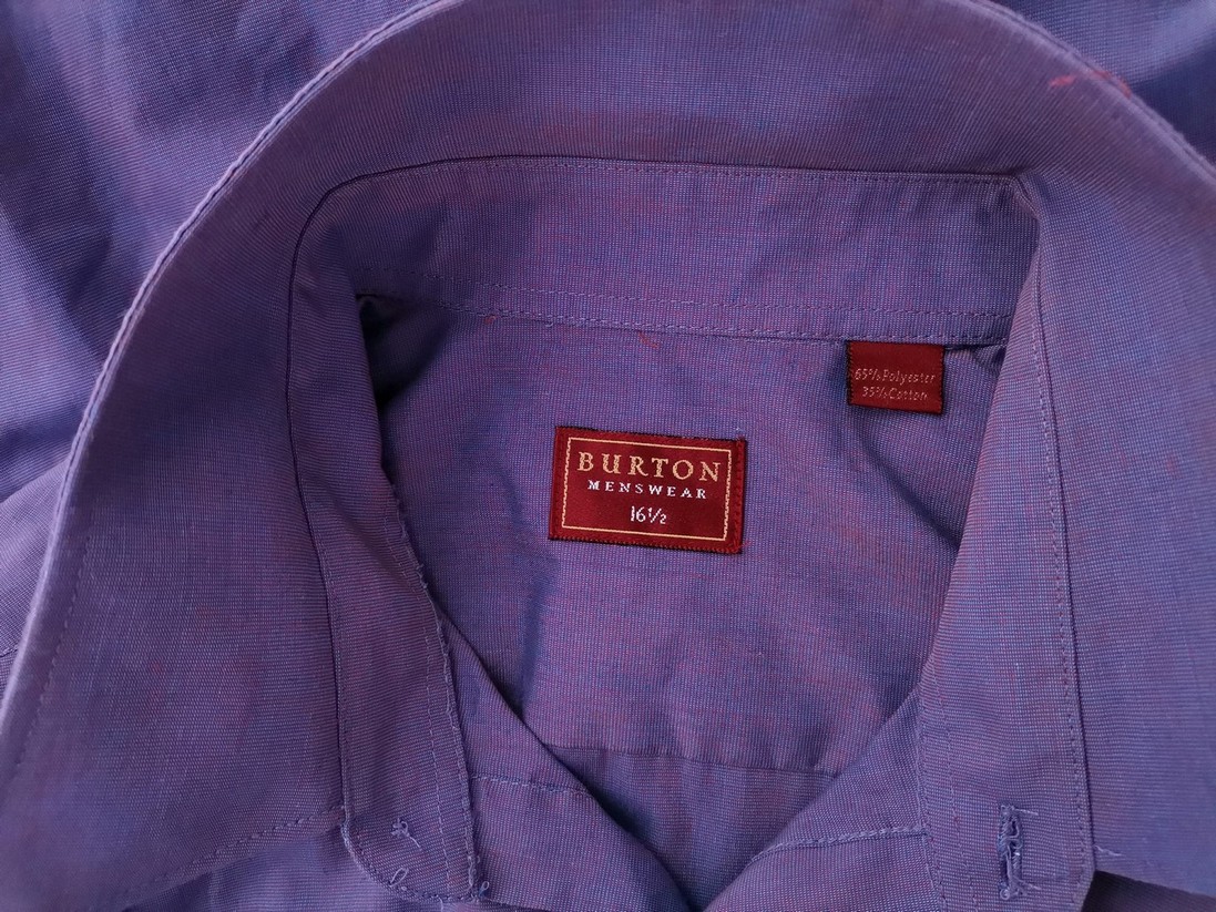 BURTON Rozmiar 16 1/2 (42) Kolor Fioletowy Kołnierz Męska Koszula Elegancka Długi rękaw
