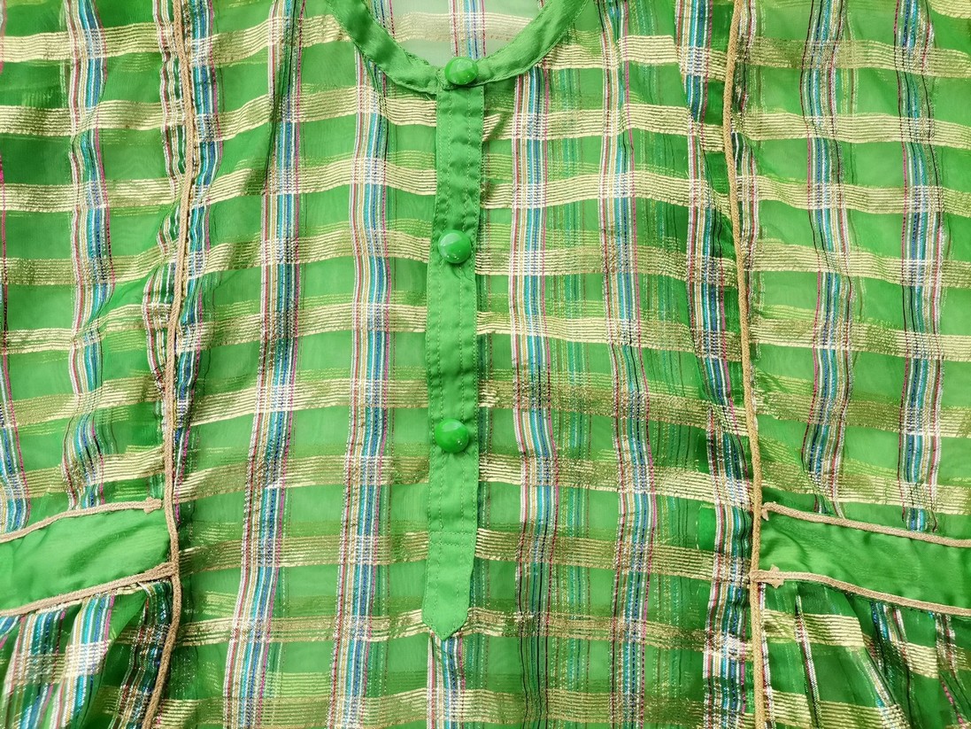 Vintage Rozmiar 42/44 Kolor Zielony Krata Crew Neck Tunika Popover Bluzka Rękaw 3/4 Vintage Rozmiar 42/44 Kolor Zielony Krata Crew Neck Tunika Popover Bluzka Rękaw 3/4