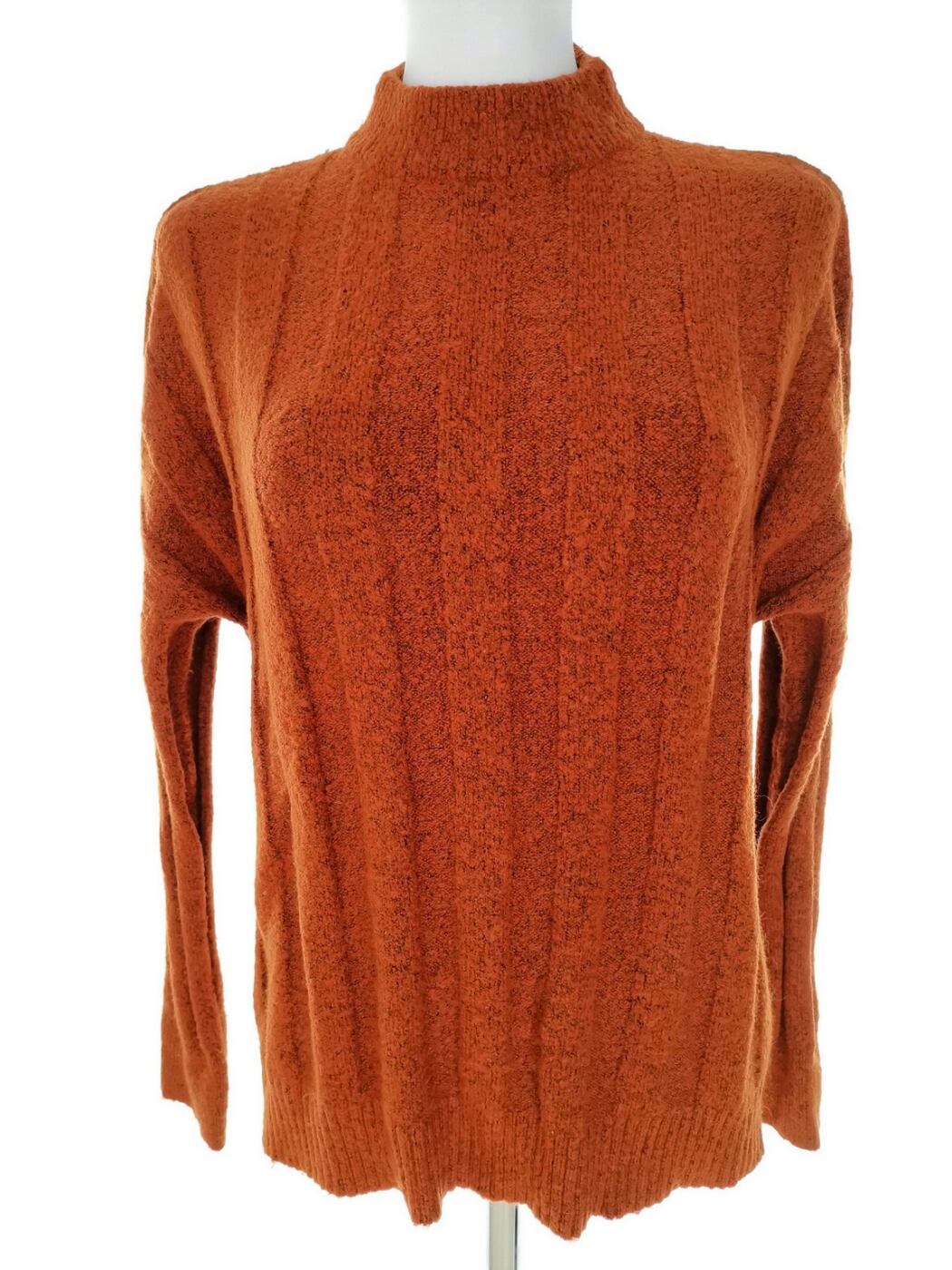 Vintage Rozmiar 46/48 Kolor Pomarańczowy Pół golf Sweter Długi rękaw Cienka dzianina