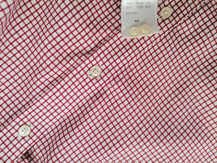 IMG_20221104_131005.jpg Oscar Jacobson Rozmiar 42 Kolor Czerwony Krata Kołnierz Męska Koszula Elegancka Długi rękaw Materiał Bawełna 100%