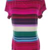 Ted Baker Rozmiar 4 (44) Kolor Kolorowa Pasy Crew Neck Bluzka Krótki rękaw Materiał Wiskoza