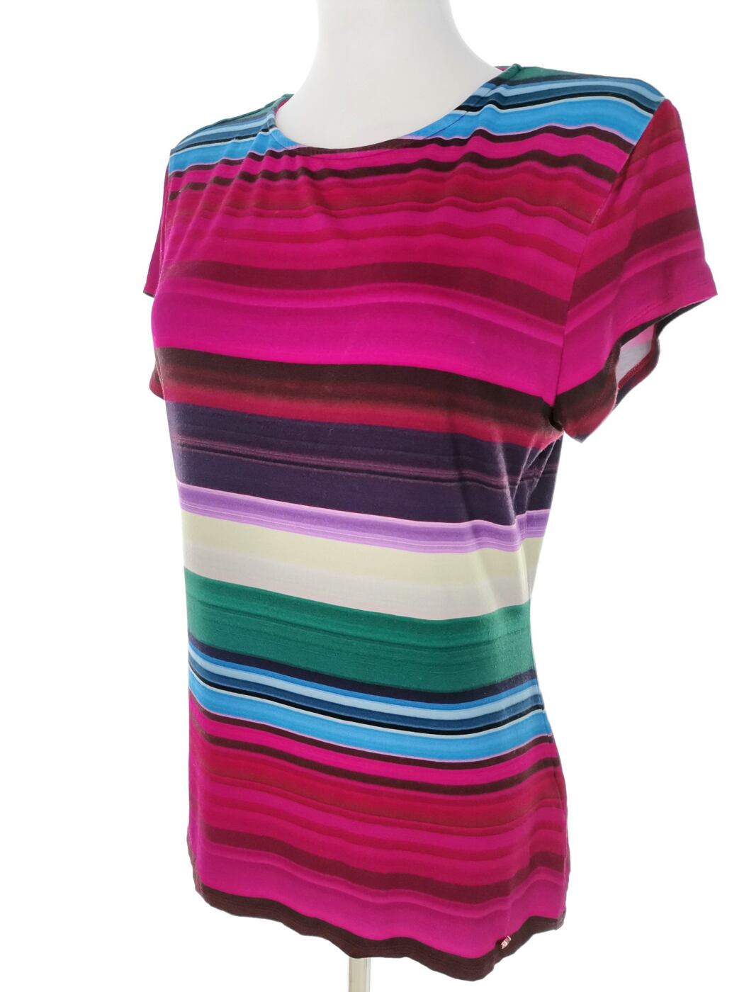 IMG_20221104_140948.jpg Ted Baker Rozmiar 4 (44) Kolor Kolorowa Pasy Crew Neck Bluzka Krótki rękaw Materiał Wiskoza