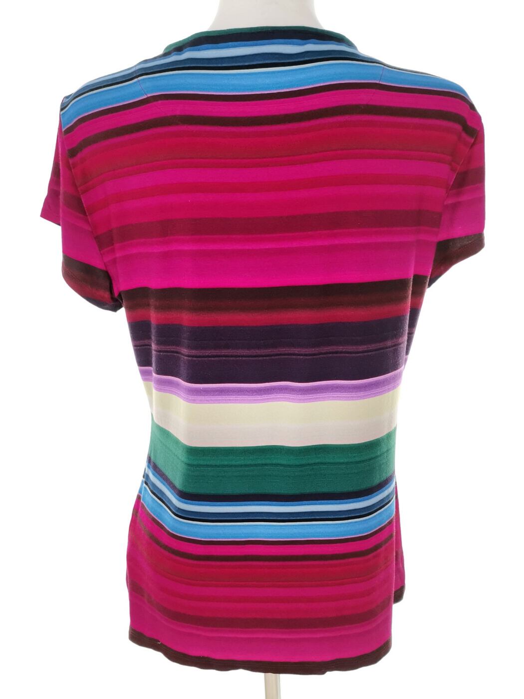IMG_20221104_140959.jpg Ted Baker Rozmiar 4 (44) Kolor Kolorowa Pasy Crew Neck Bluzka Krótki rękaw Materiał Wiskoza