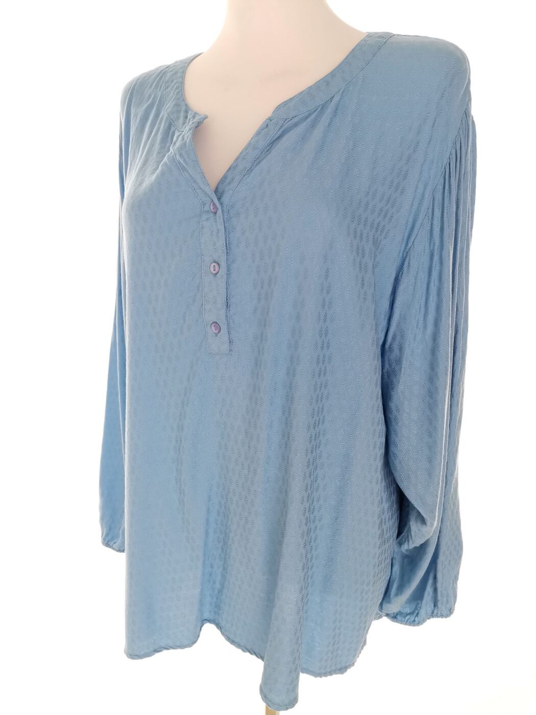 CASSIOPEIA Rozmiar L Kolor Niebieski Split Crew Neck Tunika Popover Bluzka Długi rękaw Materiał Wiskoza 100% CASSIOPEIA Rozmiar L Kolor Niebieski Split Crew Neck Tunika Popover Bluzka Długi rękaw Materiał Wiskoza 100%
